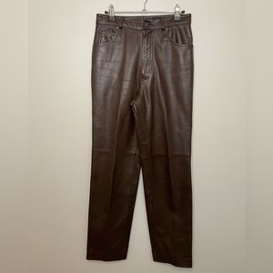 Vintage Brown Genuine Leather Pants | Michael Hoban North Beach | Size 6